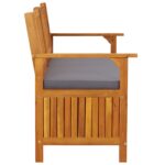 Banc de rangement avec coussin 148 cm Bois d'acacia solide – Image 3