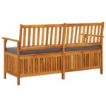 Banc de rangement avec coussin 148 cm Bois d'acacia solide – Image 4