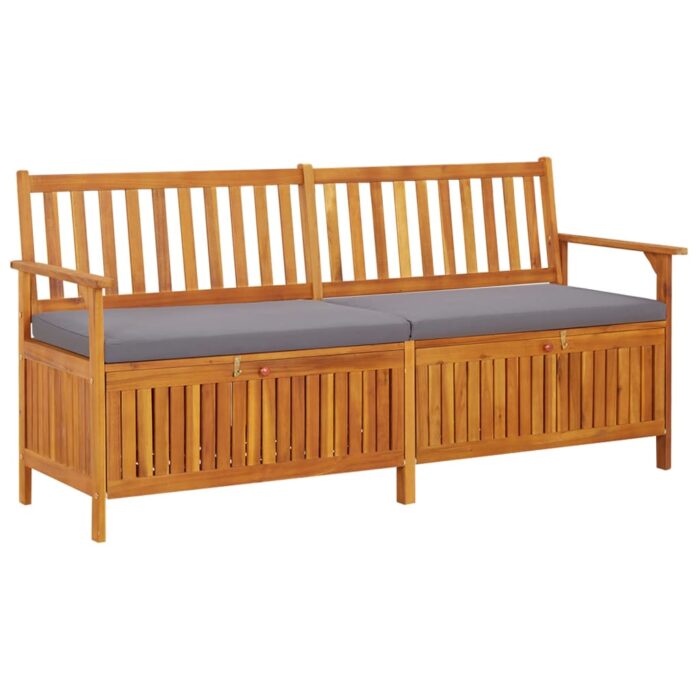 Banc de rangement avec coussin 170 cm Bois d'acacia solide – Image 1