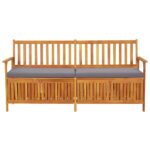 Banc de rangement avec coussin 170 cm Bois d'acacia solide – Image 2
