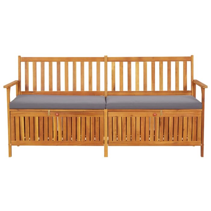 Banc de rangement avec coussin 170 cm Bois d'acacia solide – Image 2