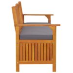 Banc de rangement avec coussin 170 cm Bois d'acacia solide – Image 3