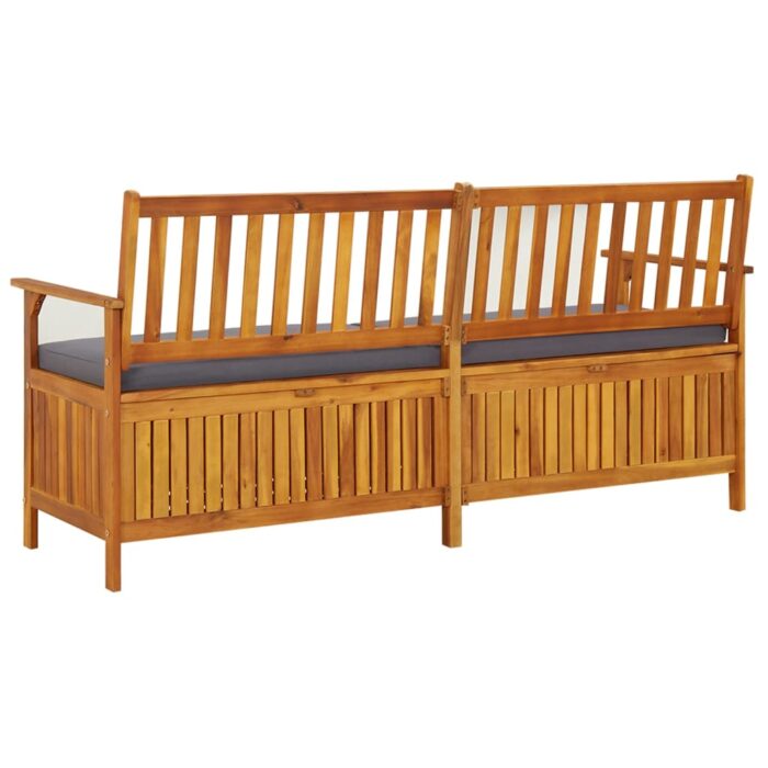 Banc de rangement avec coussin 170 cm Bois d'acacia solide – Image 4