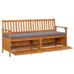 Banc de rangement avec coussin 170 cm Bois d'acacia solide – Image 5