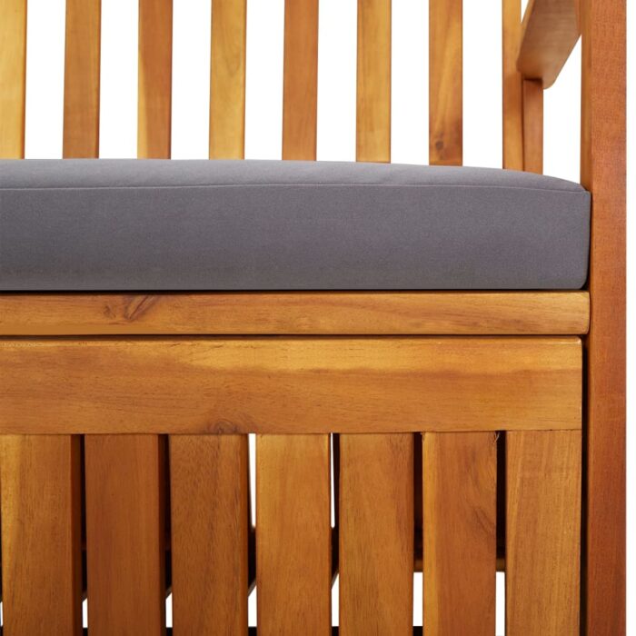Banc de rangement avec coussin 170 cm Bois d'acacia solide – Image 6