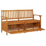 Banc de rangement 148 cm Bois d'acacia solide – Image 2
