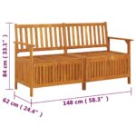Banc de rangement 148 cm Bois d'acacia solide – Image 7