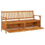 Banc de rangement 170 cm Bois d'acacia solide – Image 2