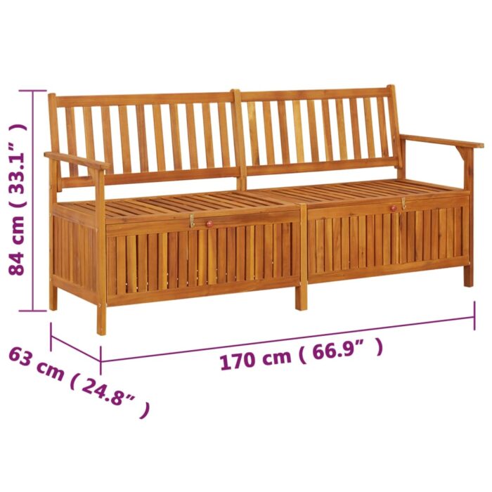 Banc de rangement 170 cm Bois d'acacia solide – Image 7