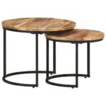 Tables gigognes 2 pcs Bois de manguier brut – Image 10