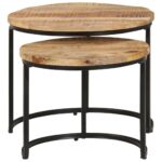 Tables gigognes 2 pcs Bois de manguier brut – Image 2