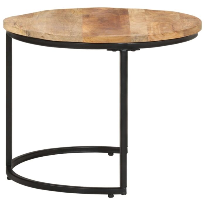 Tables gigognes 2 pcs Bois de manguier brut – Image 3