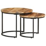 Tables gigognes 2 pcs Bois de manguier brut – Image 8