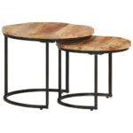 Tables gigognes 2 pcs Bois de manguier brut – Image 9