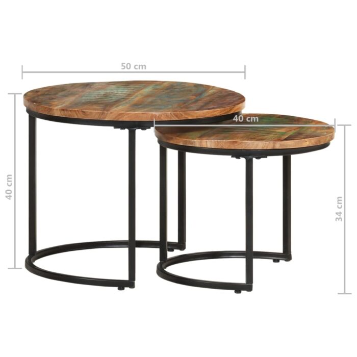 Tables gigognes 2 pcs Bois de récupération massif – Image 7