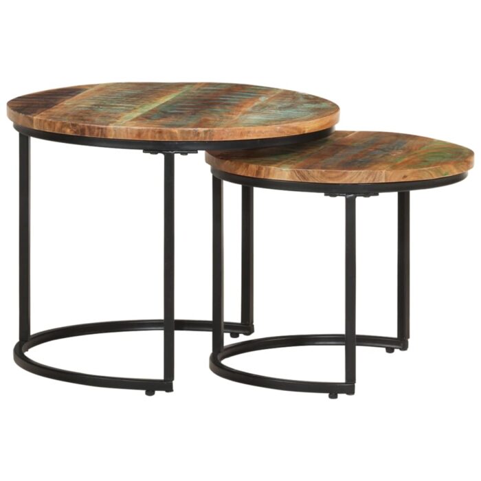 Tables gigognes 2 pcs Bois de récupération massif – Image 8