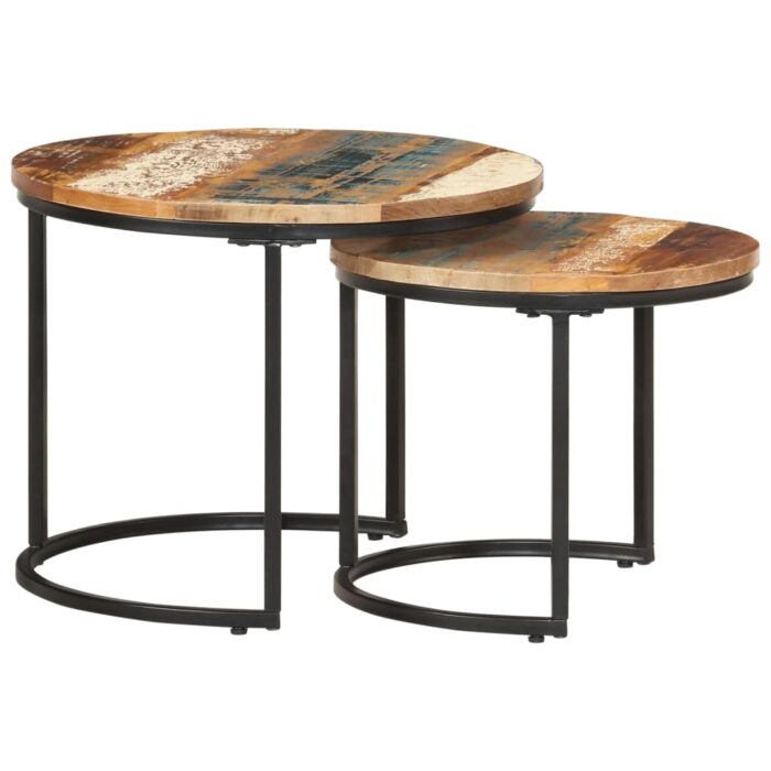 Tables gigognes 2 pcs Bois de récupération massif – Image 9