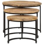 Tables gigognes 3 pcs Bois de manguier brut – Image 2