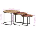 Tables gigognes 3 pcs Bois de manguier brut – Image 7