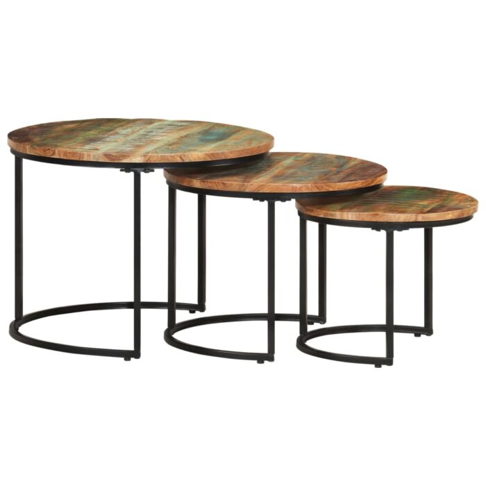 Tables gigognes 3 pcs Bois de récupération massif – Image 1
