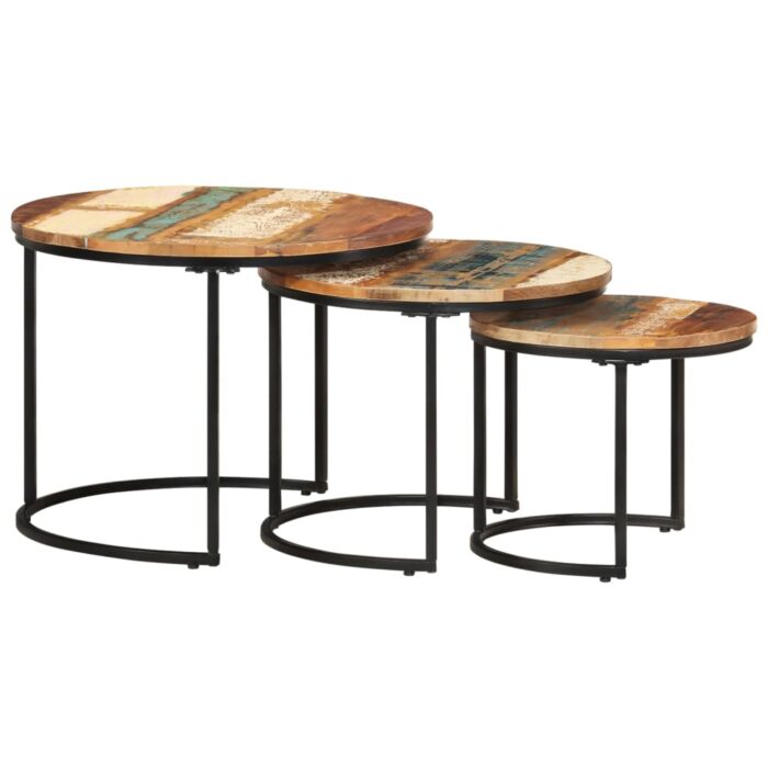 Tables gigognes 3 pcs Bois de récupération massif – Image 11