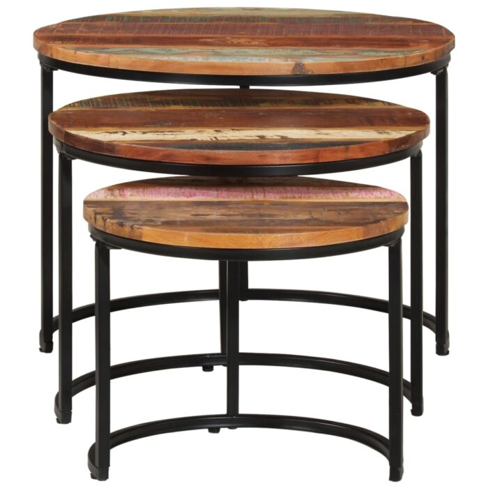 Tables gigognes 3 pcs Bois de récupération massif – Image 2