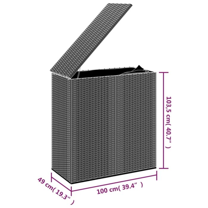 Boîte à coussins de jardin Résine tressée 100x49x103,5cm Marron – Image 4