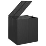 Boîte à coussins de jardin Résine tressée 100x97,5x104 cm Noir – Image 2