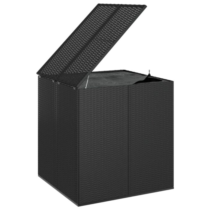 Boîte à coussins de jardin Résine tressée 100x97,5x104 cm Noir – Image 2
