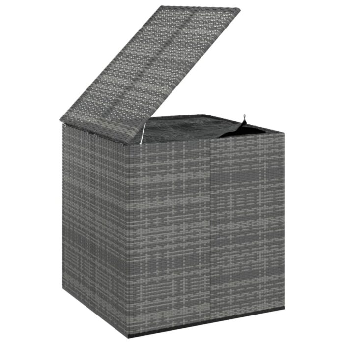 Boîte à coussins de jardin Résine tressée 100x97,5x104 cm Gris – Image 2