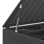 Boîte à coussins de jardin Résine tressée 145x100x103 cm Noir – Image 3