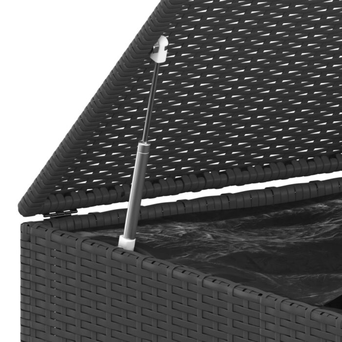 Boîte à coussins de jardin Résine tressée 145x100x103 cm Noir – Image 3
