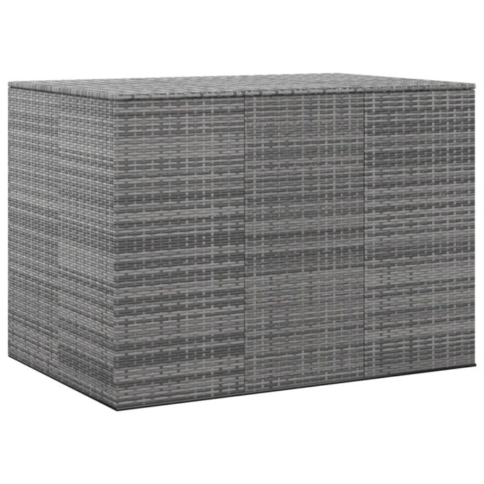 Boîte à coussins de jardin Résine tressée 145x100x103 cm Gris – Image 1
