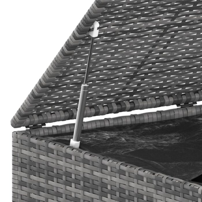 Boîte à coussins de jardin Résine tressée 145x100x103 cm Gris – Image 3