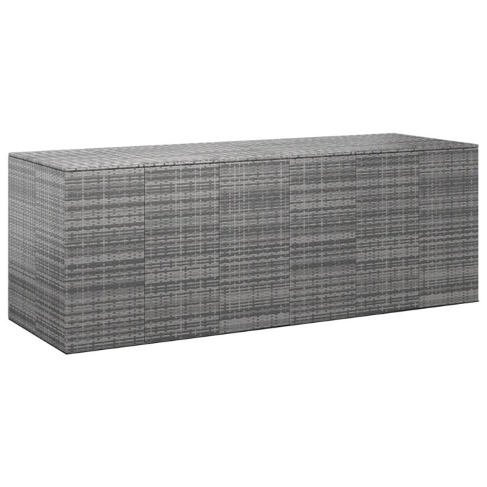 Boîte à coussins de jardin Résine tressée 291x100,5x104 cm Gris – Image 1