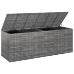 Boîte à coussins de jardin Résine tressée 291x100,5x104 cm Gris – Image 2