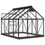 Serre en verre Anthracite 155x200,5x191 cm Aluminium – Image 4
