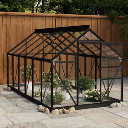 Serre en verre Anthracite 155x298x191 cm Aluminium