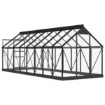 Serre en verre Anthracite 155x395,5x191 cm Aluminium – Image 4