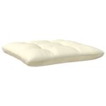 Repose-pied de jardin avec coussin crème Bois de pin massif – Image 3