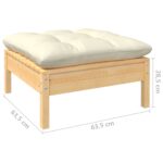 Repose-pied de jardin avec coussin crème Bois de pin massif – Image 4