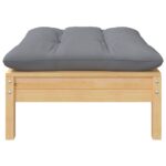 Canapé 2 places de jardin et coussins gris Bois de pin solide – Image 2