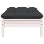 Canapé 2 places de jardin et coussins Blanc Bois de pin solide – Image 2