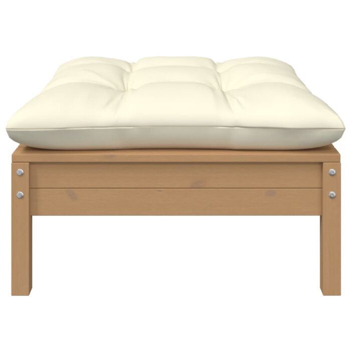 Canapé 2 places de jardin et coussins crème bois de pin solide – Image 2