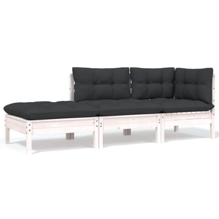 VXL8720286670972_a_en_hd_1.jpg Salon de jardin 3 pcs avec coussins Blanc Bois de pin solide – Image 1