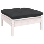 Salon de jardin 3 pcs avec coussins Blanc Bois de pin solide – Image 3