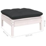 Salon de jardin 3 pcs avec coussins Blanc Bois de pin solide – Image 9