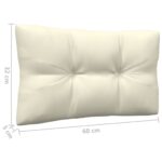 Salon de jardin 3 pcs avec coussins crème bois de pin massif – Image 11