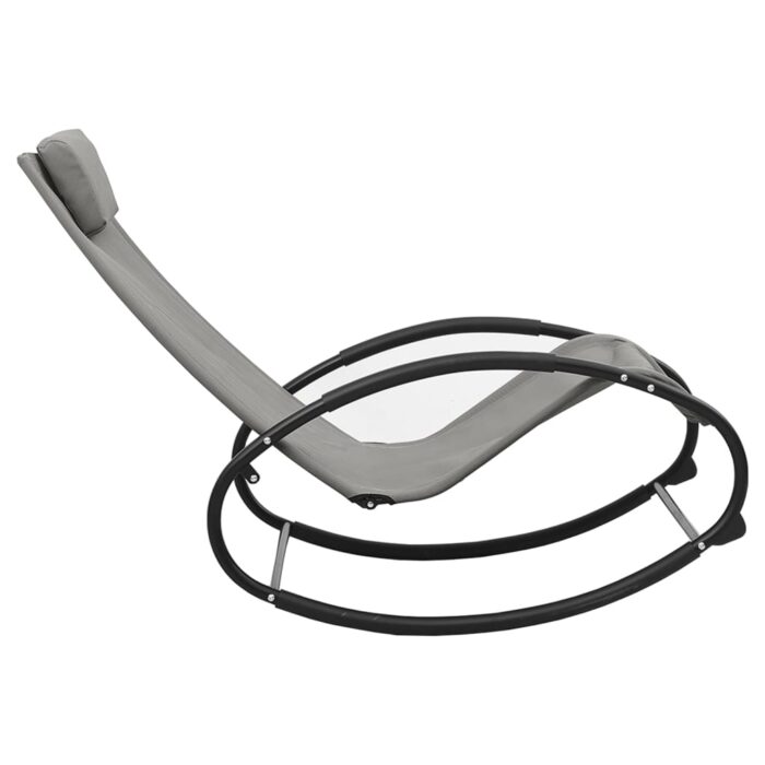 Chaise longue avec oreiller Acier et textilène Gris – Image 2