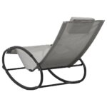 Chaise longue avec oreiller Acier et textilène Gris – Image 3